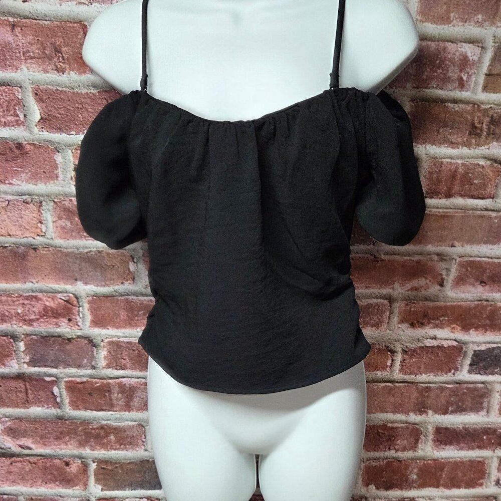 A New Day Off Shoulder Black Slim Fit Top | Side Zip & Ruching | Size‎ XS